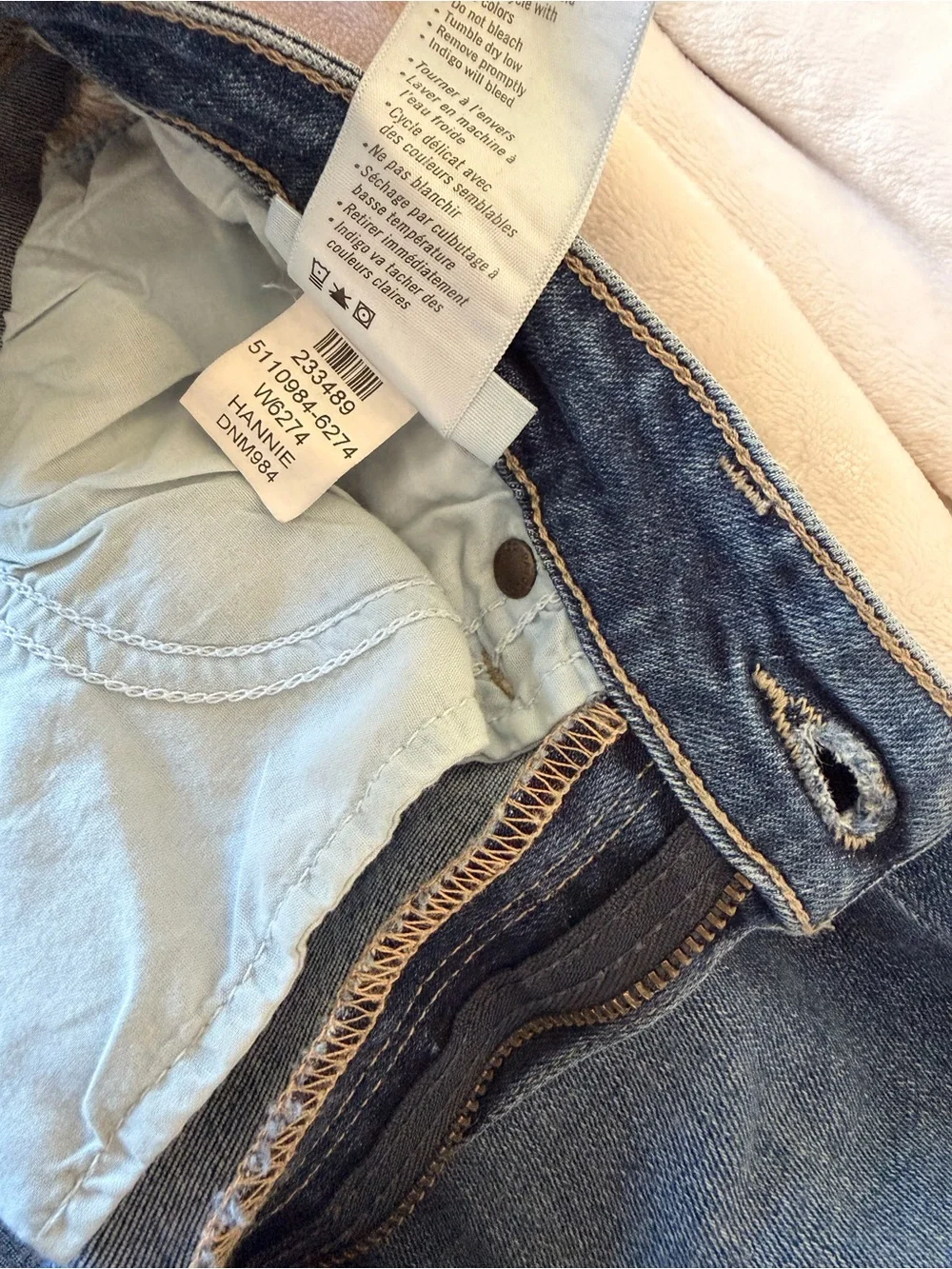 PAIGE Dark Blue Skinny Jeans with Raw Hem - Picture 9 of 9